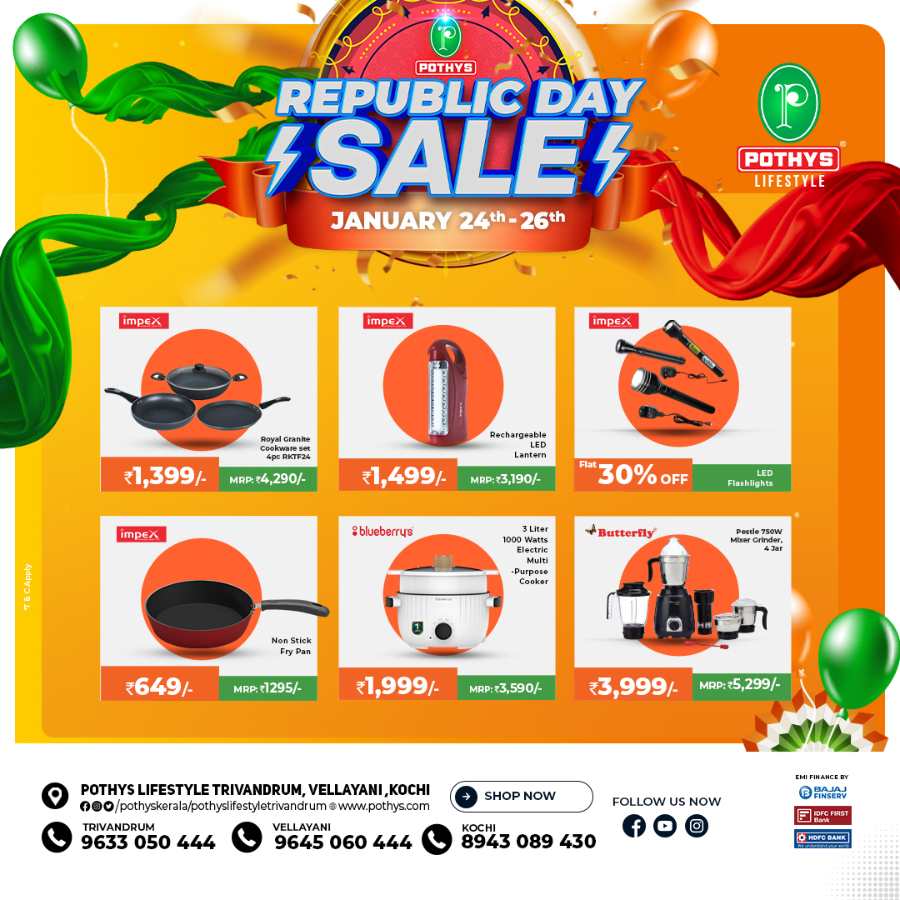 Republic Day Sale: Grab Up to 60% Off In Pothys Superstores Ernakulam