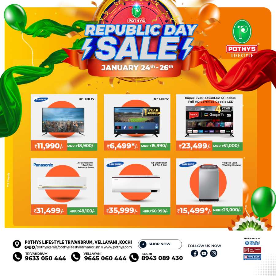 Republic Day Sale: Grab Up to 60% Off In Pothys Superstores Ernakulam