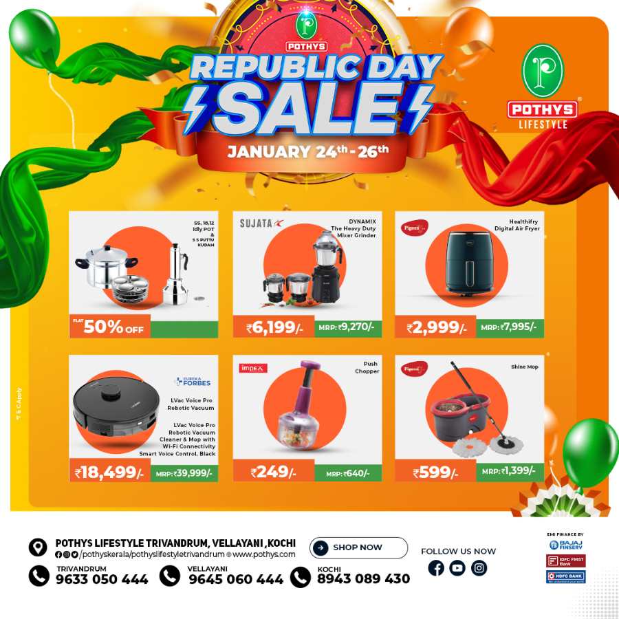 Republic Day Sale: Grab Up to 60% Off In Pothys Superstores Ernakulam