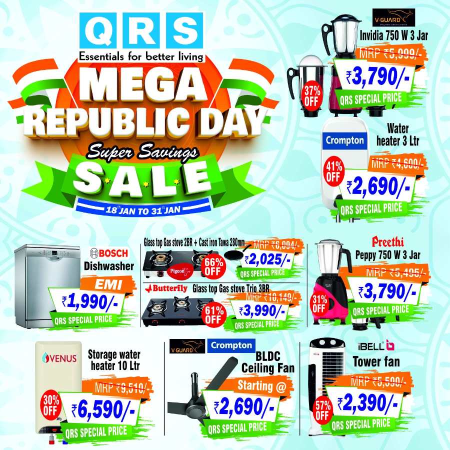 Mega Republic Day Sale: Up to 70% Off In QRS Retail Kollam