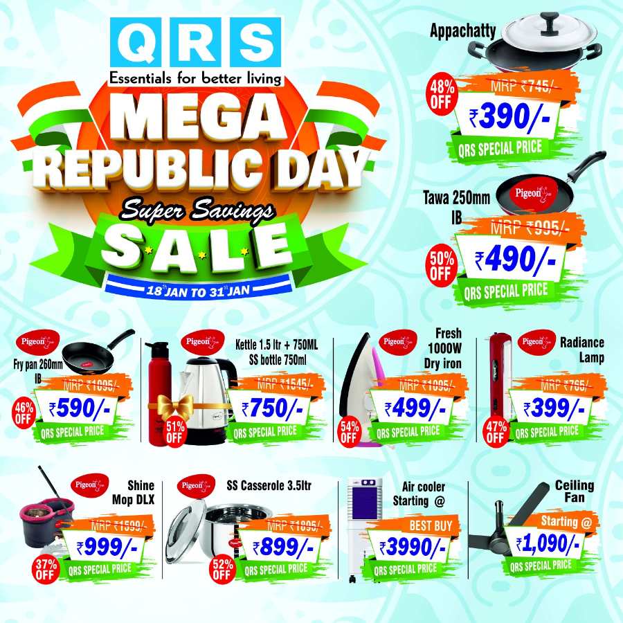 Mega Republic Day Sale: Up to 70% Off In QRS Retail Kollam