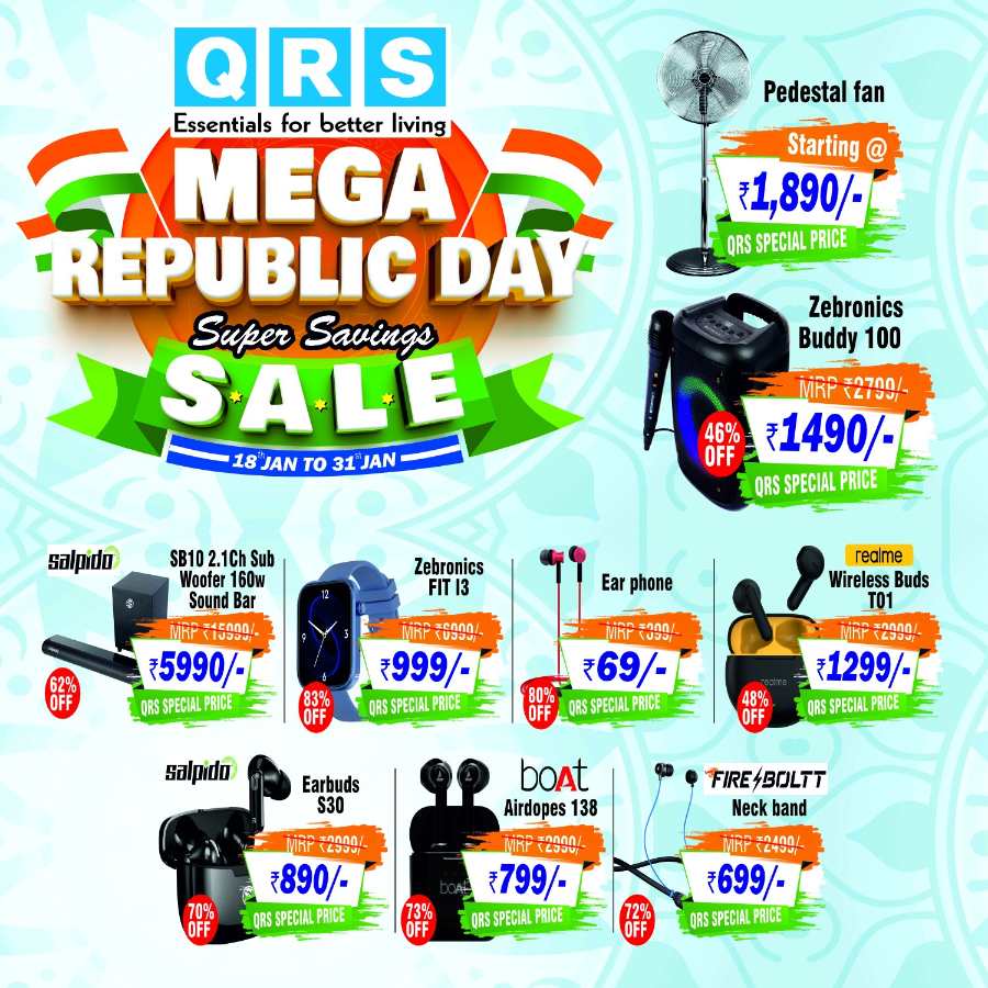 Mega Republic Day Sale: Up to 70% Off In QRS Retail Kollam