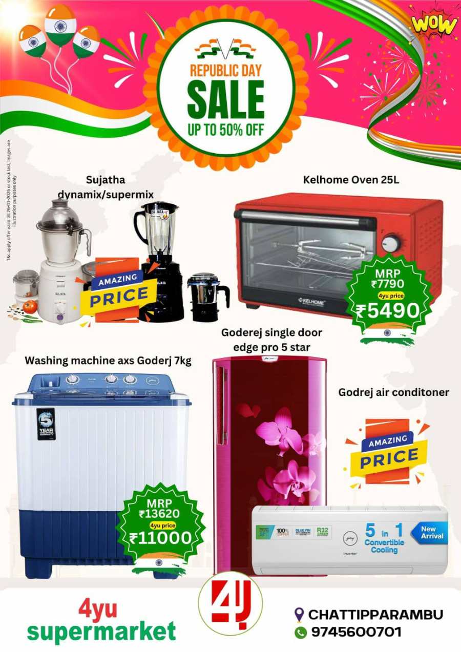 Republic Day Sale | Discount Up to 50% In 4YU Supermarket Malappuram