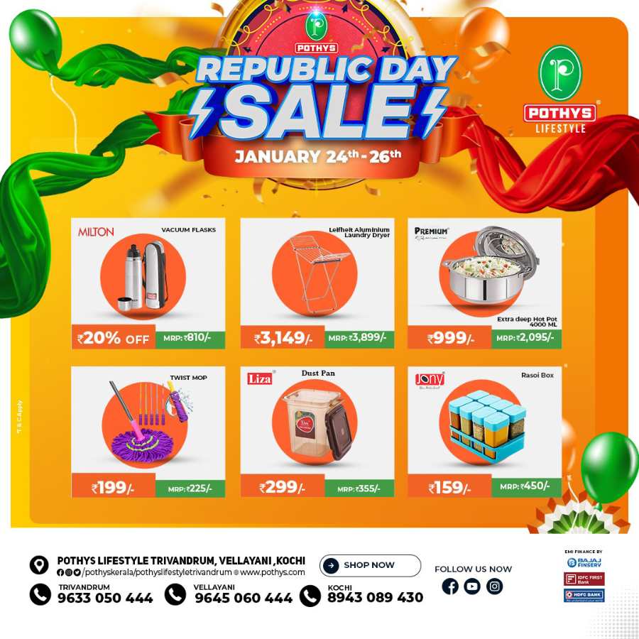 Republic Day Sale | Up to 60% OFF In Pothys Superstores Ernakulam