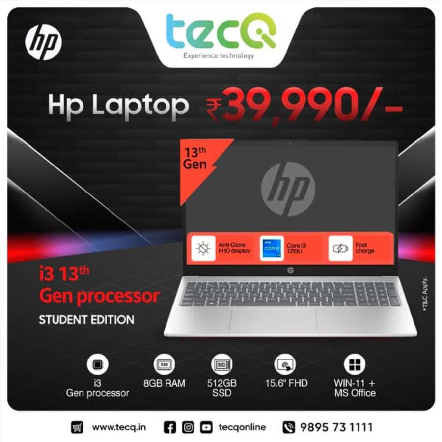 Hp Laptop Offer In tecq Trivandrum