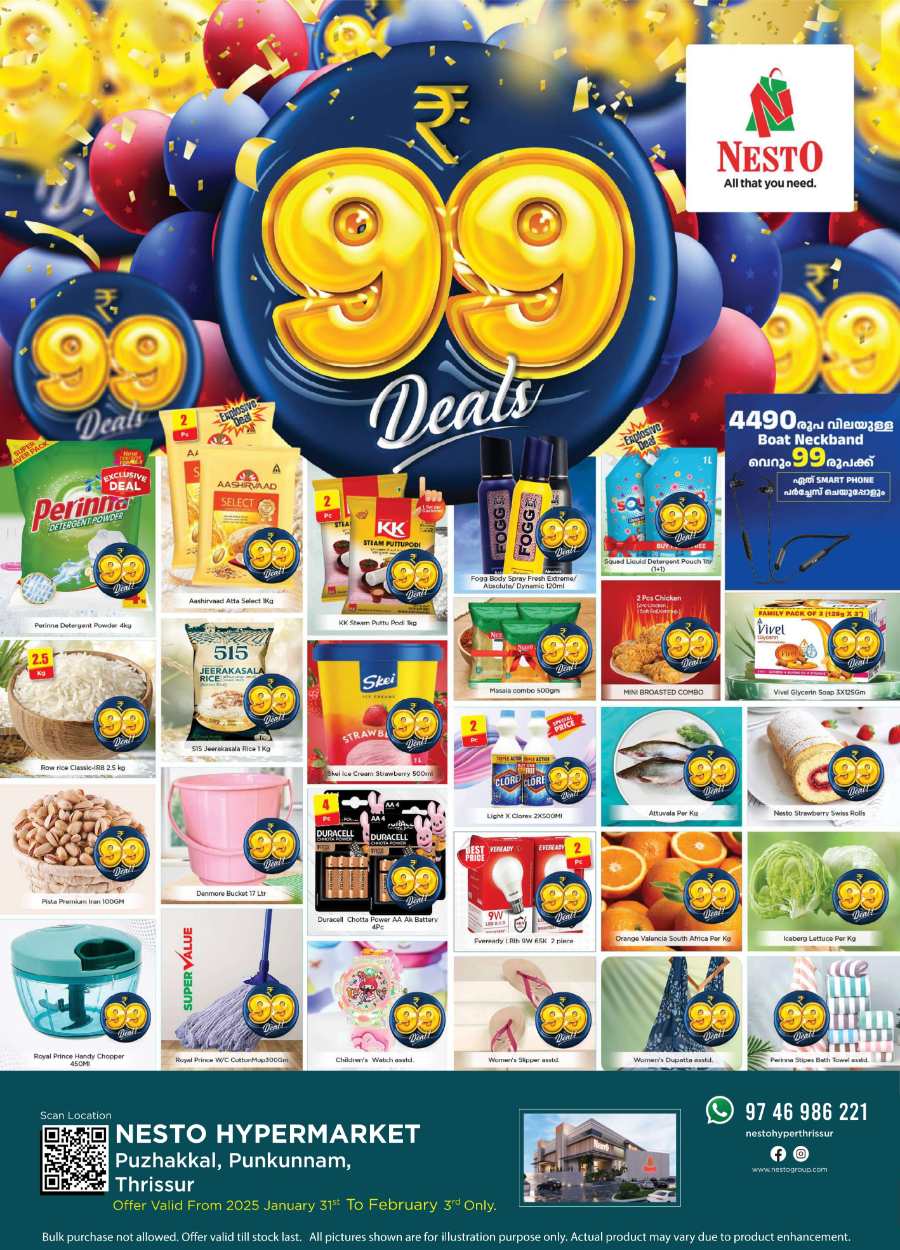 ₹99 Deals: Unbeatable Offers on Groceries, Food & Electronics In Nesto Hypermarket Thrissur