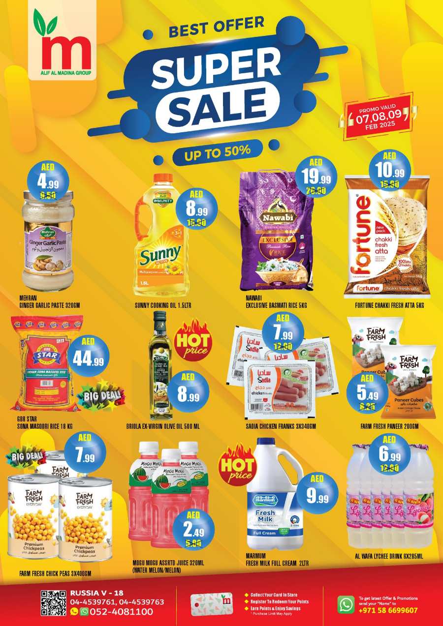 Super Sale – Up to 50% Off on Grocery & Fresh Foods In ALIF Al Madina Dubai