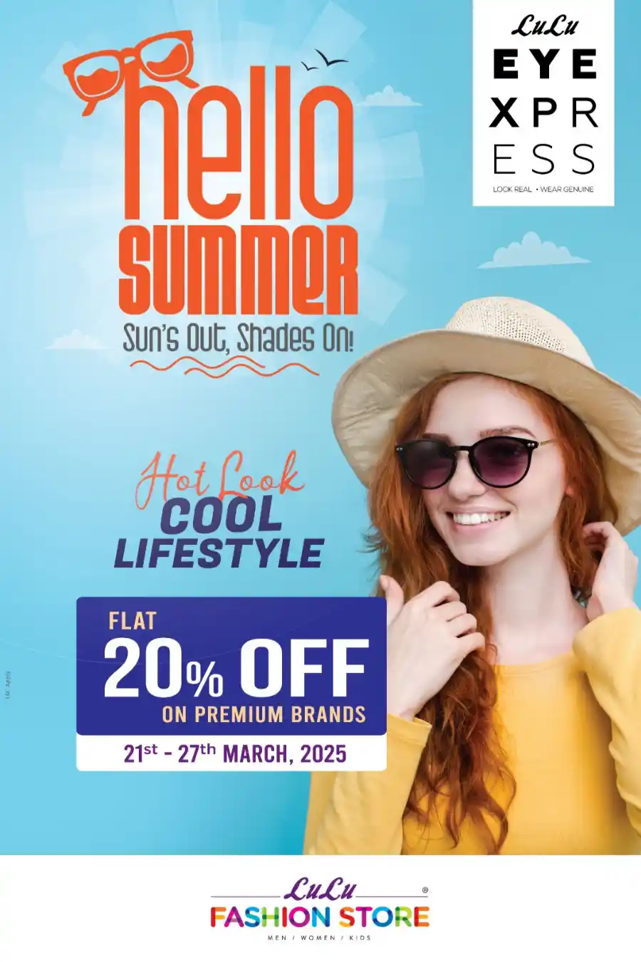 Get FLAT 20% OFF on Premium Brands Sunglass In Lulu Hypermarket Palakkad