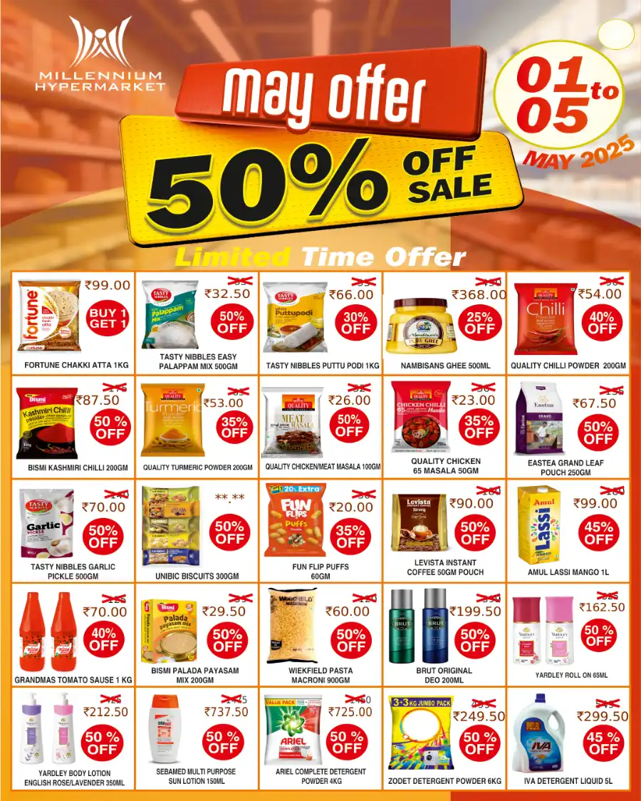 May Offer: 50% Off Sale In Millennium Hypermarket undefined