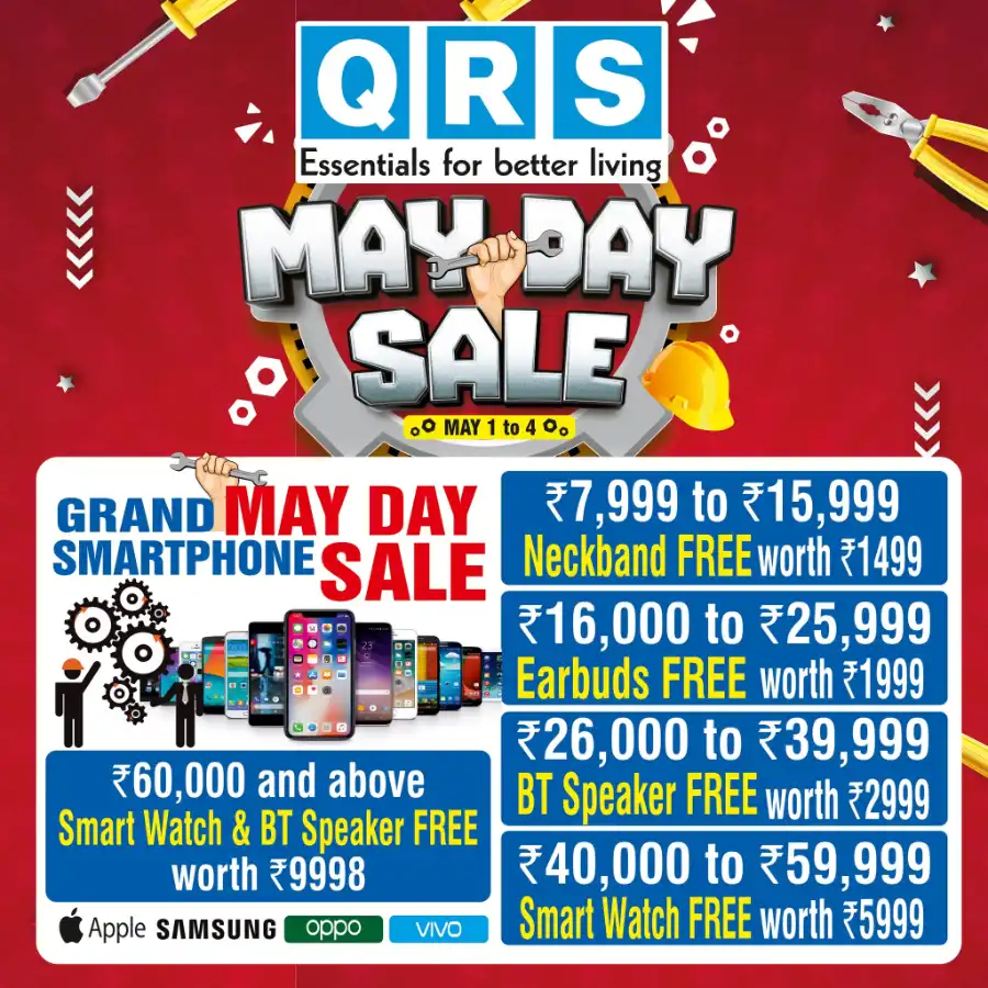 May Day Sale: Save Up to 70% Now! In QRS Retail Malappuram