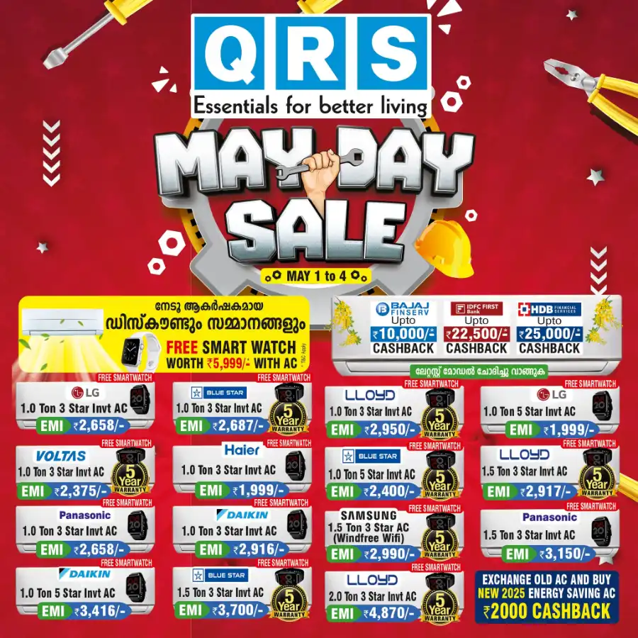 May Day Sale: Save Up to 70% Now! In QRS Retail Malappuram