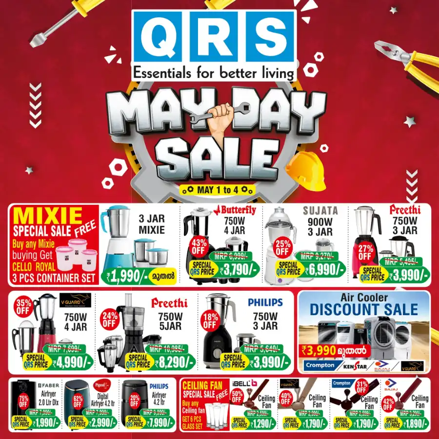 May Day Sale: Save Up to 70% Now! In QRS Retail Malappuram