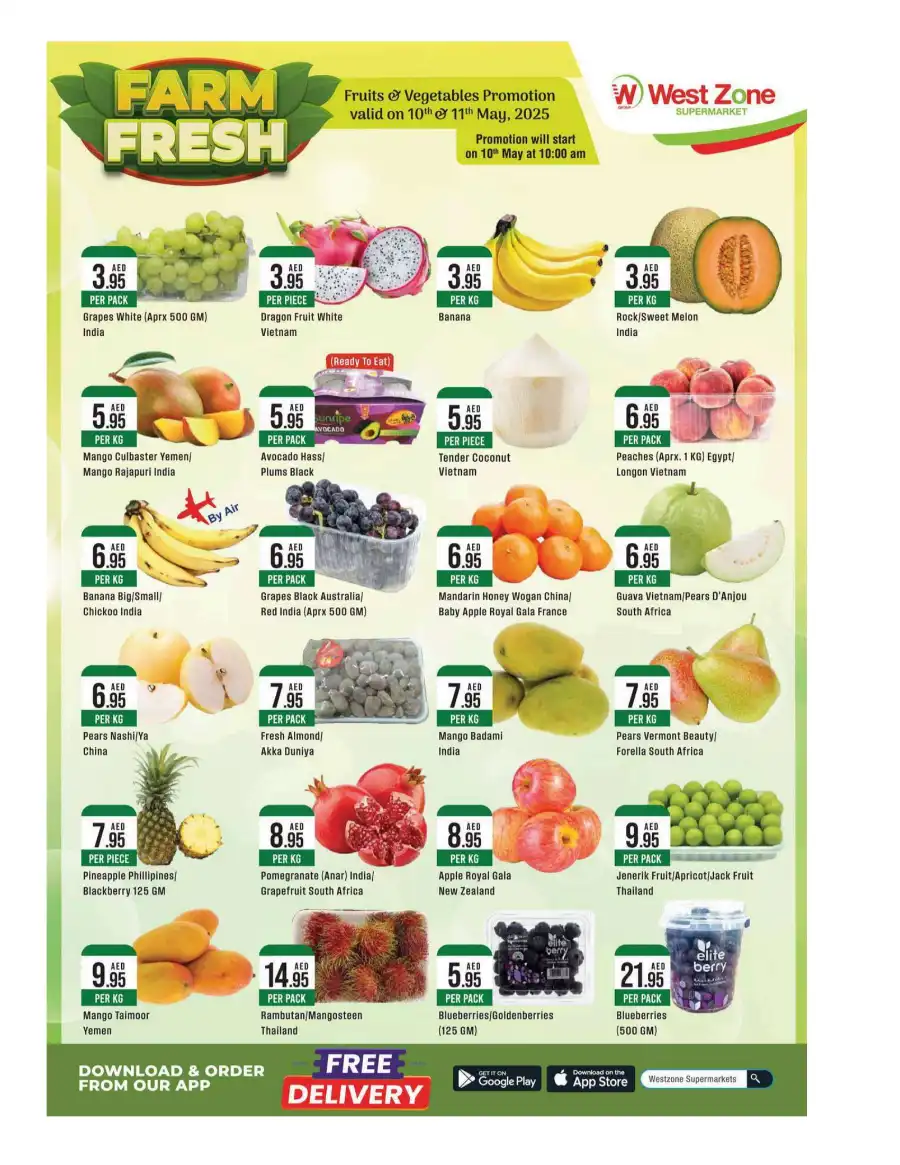 Fresh Fruits & Vegetables In West Zone Supermarket Abu Dhabi