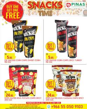 Snacks Time -Buy 1 Get 1 FREE In Pinas Supermarket Riyadh