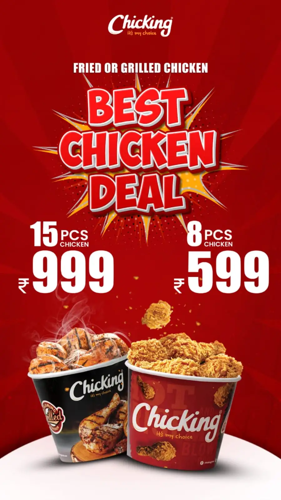 15-Piece Crispy Chicken Bucket - Just ₹999! In Chicking India Ernakulam