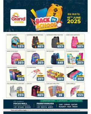 Back to School Offers In Grand Hypermarket Calicut