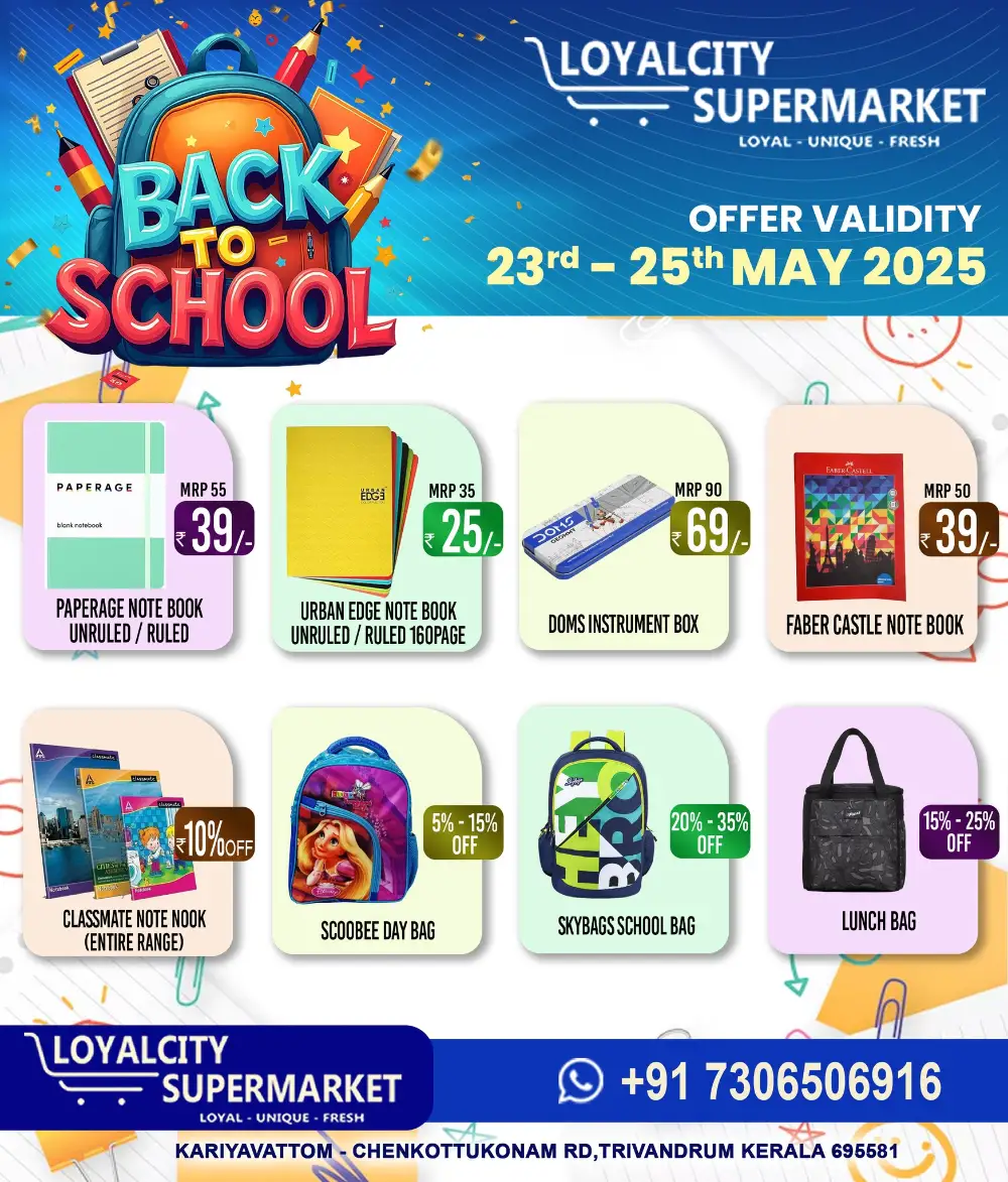 BTS Super Sale: School Essentials Up to 60% OFF In Loyalcity Supermarket Trivandrum