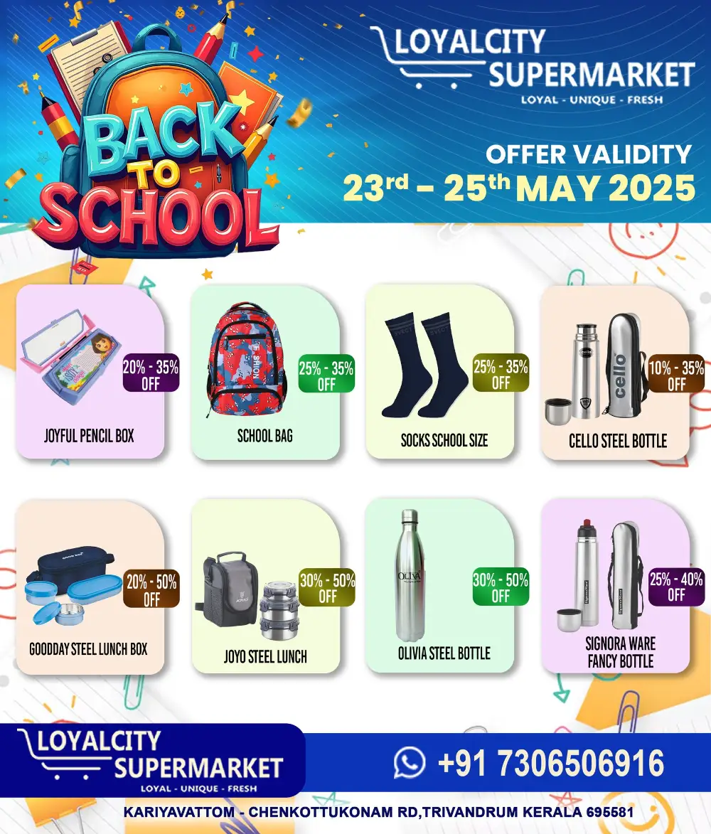 BTS Super Sale: School Essentials Up to 60% OFF In Loyalcity Supermarket Trivandrum