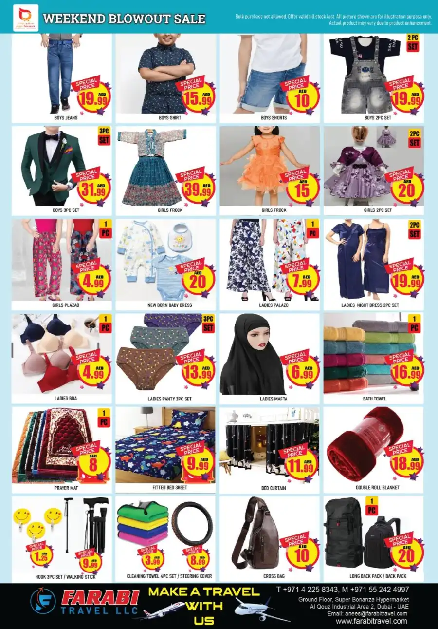 Weekend below out sale In Super Bonanza Sharjah / Ajman