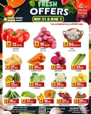 Fresh Fruits & Vegetables - Lowest Prices Guaranteed! In Metro Bazaar Kannur