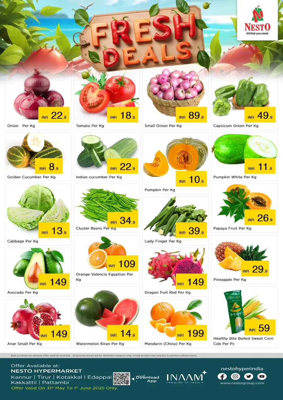 Fresh Fruits & Vegetables - Lowest Prices Guaranteed! In Nesto Easy Palakkad