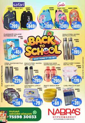 Back to School Offers - Shop Now In Nabras Hypermarket Kannur