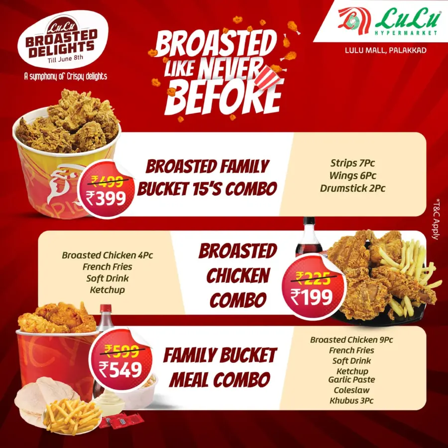 Broasted Family Bucket 15’s – Just Rs. 399! In Lulu Hypermarket Palakkad