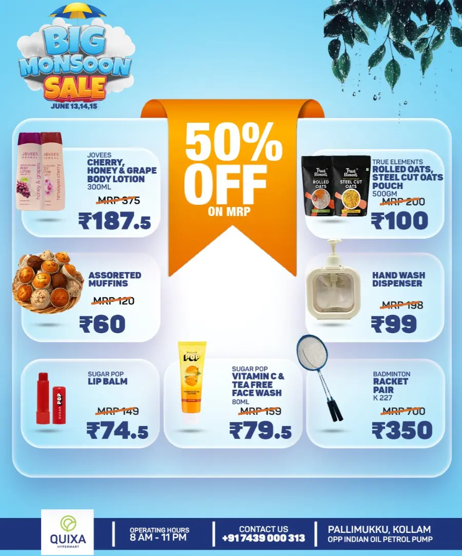 Big Mansoon Sales In QUIXA Hypermart Kollam
