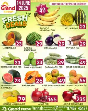 Fresh Fruits & Veggies – Big Savings Daily! In Grand Hypermarket Ernakulam