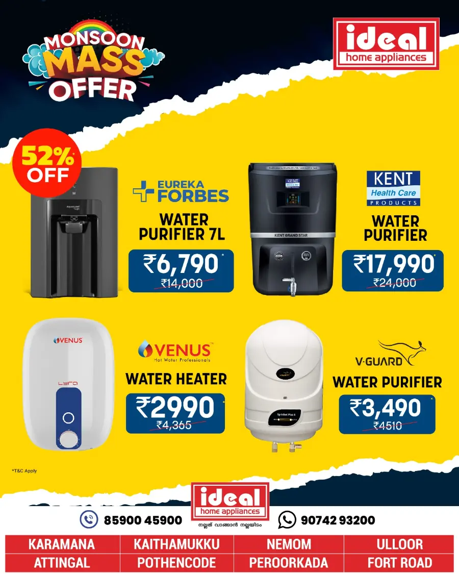 Monsoon Mass Offers – Shop More, Save More! In Ideal Home Appliances Trivandrum