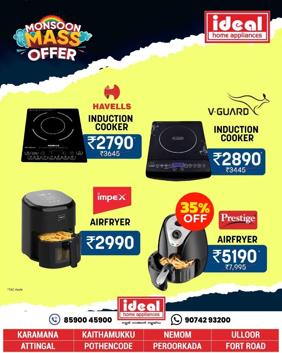 Monsoon Mass Offers – Shop More, Save More! In Ideal Home Appliances Trivandrum