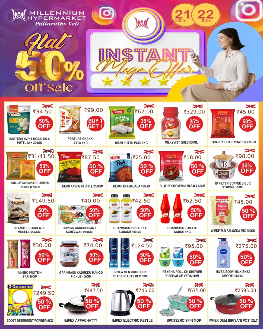 Flat 50 % Off Sale In Millennium Hypermarket undefined