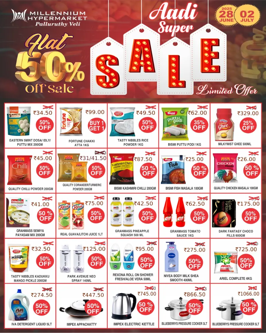 Flat 50 % Off Sale In Millennium Hypermarket undefined