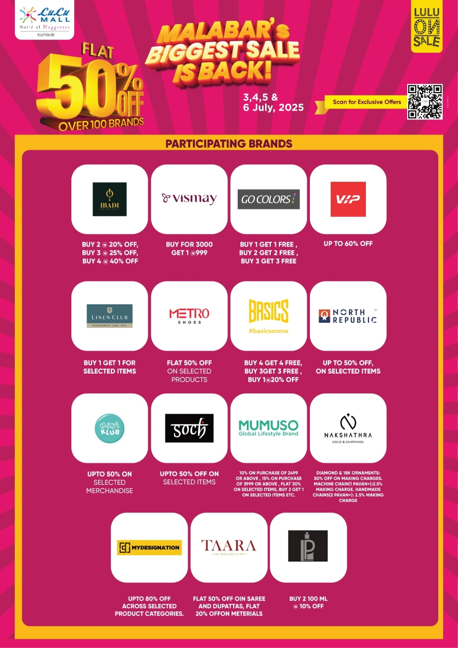 Malabar’s Biggest Sale – Flat 50% OFF! In Lulu Mall undefined