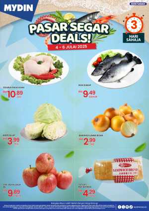 Pasar Segar Deals In Mydin Kuala Lumpur,Labuan,Putrajaya,Johor,Kedah,Kelantan,Malacca,Negeri Sembilan,Pahang,Penang,Perak,Perlis,Sabah,Sarawak,Selangor,Terengganu