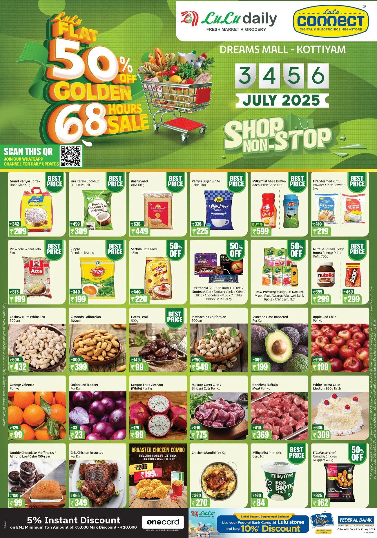Half Price – Flat 50% OFF, Shop Now! In Lulu Hypermarket Kollam