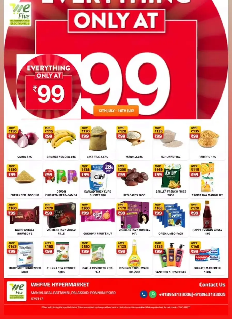 Everything 99 In We Five Hypermarket Palakkad