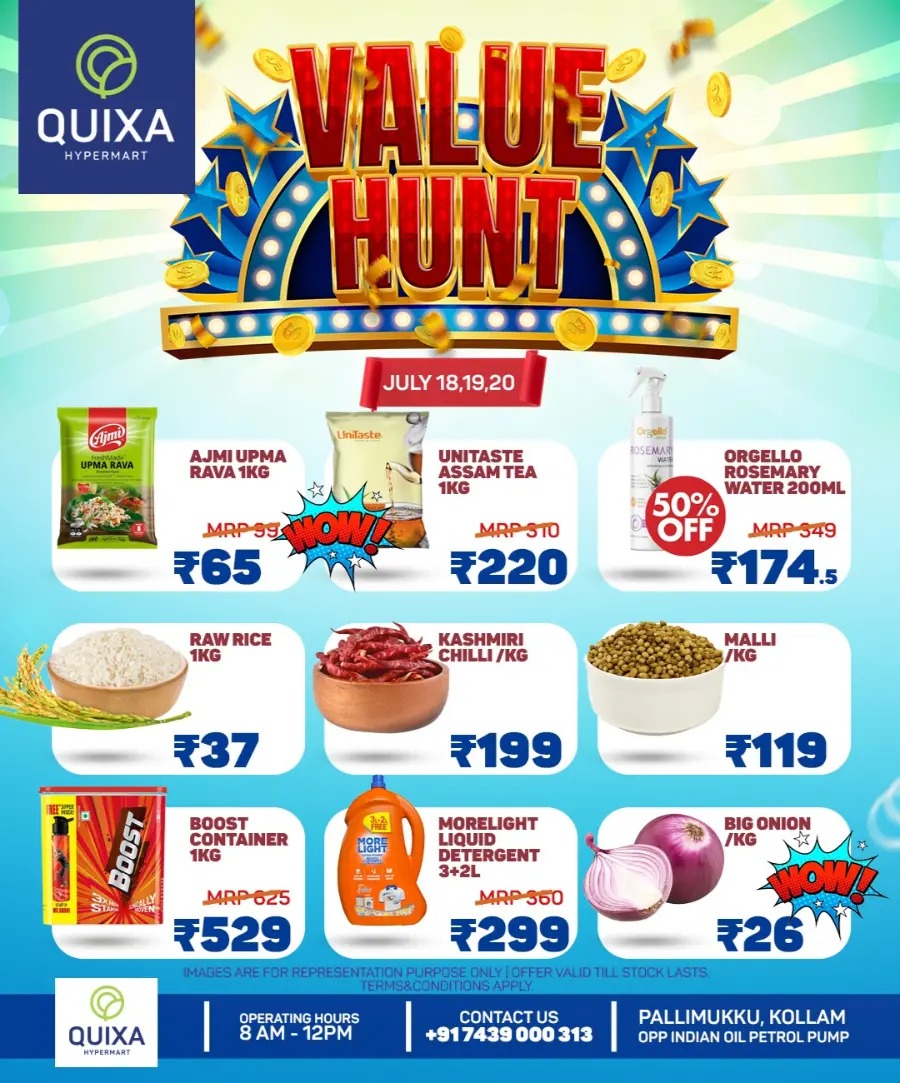 Value Hunt Deals In QUIXA Hypermart Kollam