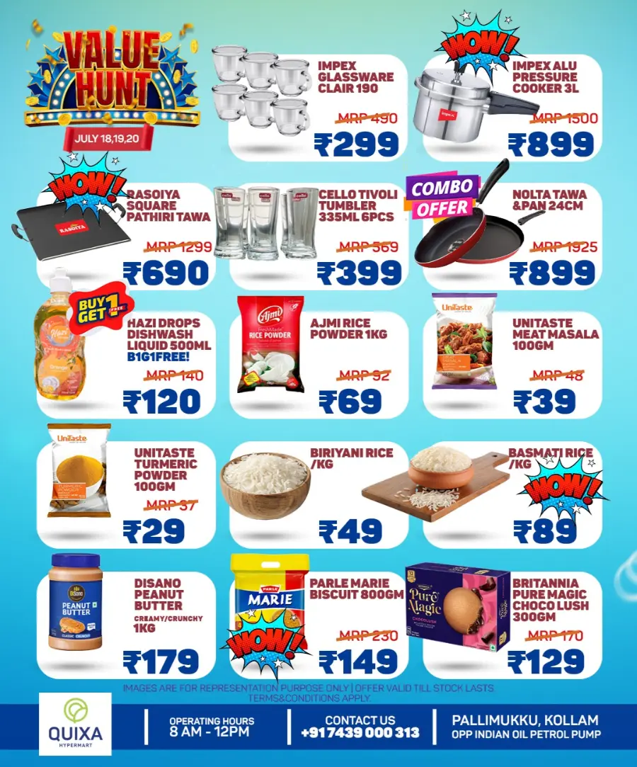 Value Hunt Deals In QUIXA Hypermart Kollam