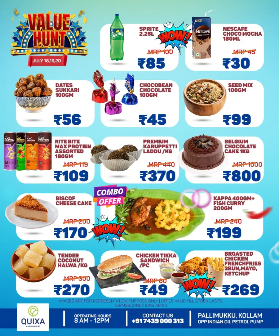 Value Hunt Deals In QUIXA Hypermart Kollam