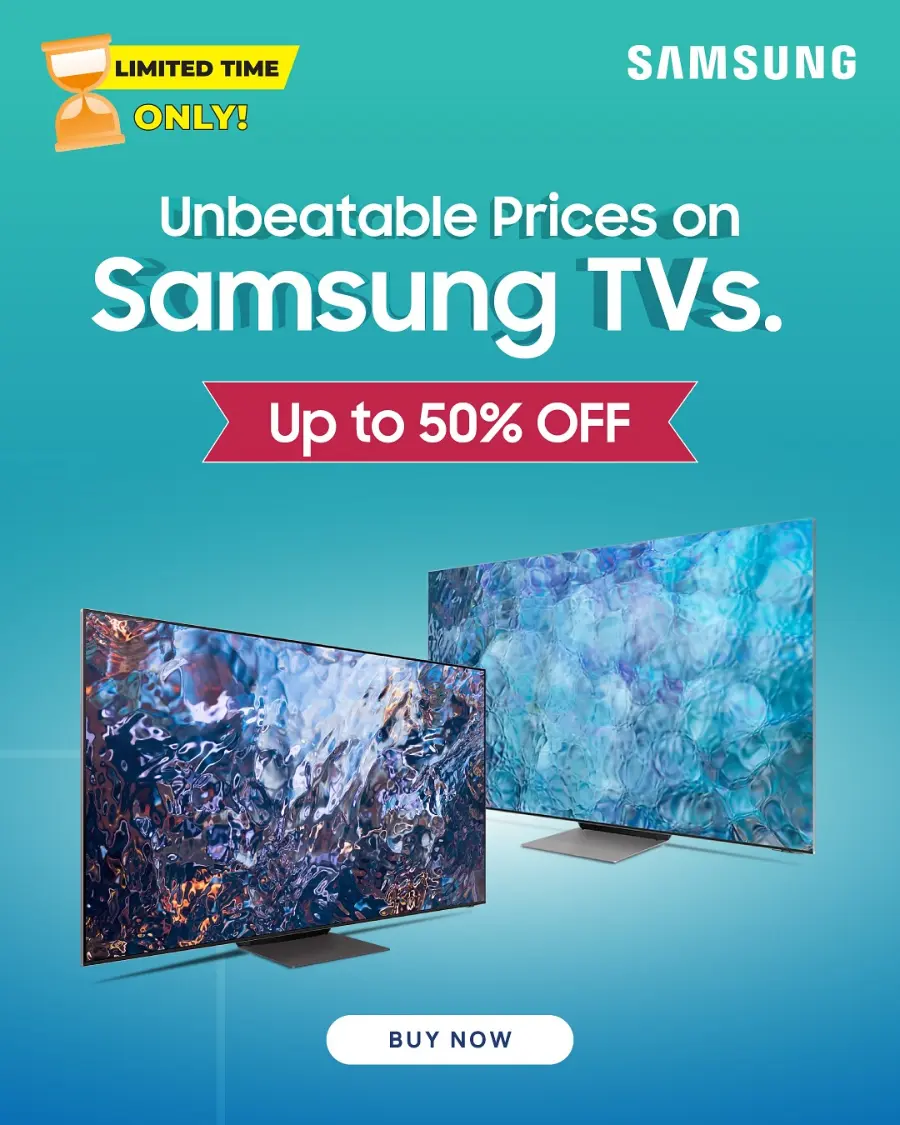Samsung TVs with up to 50% OFF In Jumbo Electronics Abu Dhabi