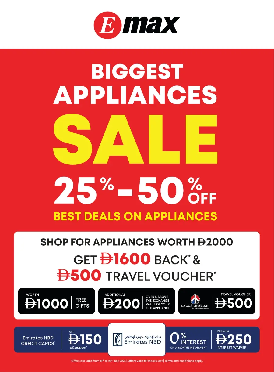 Biggest Appliances SALE: 25%–50% OFF In Emax Dubai