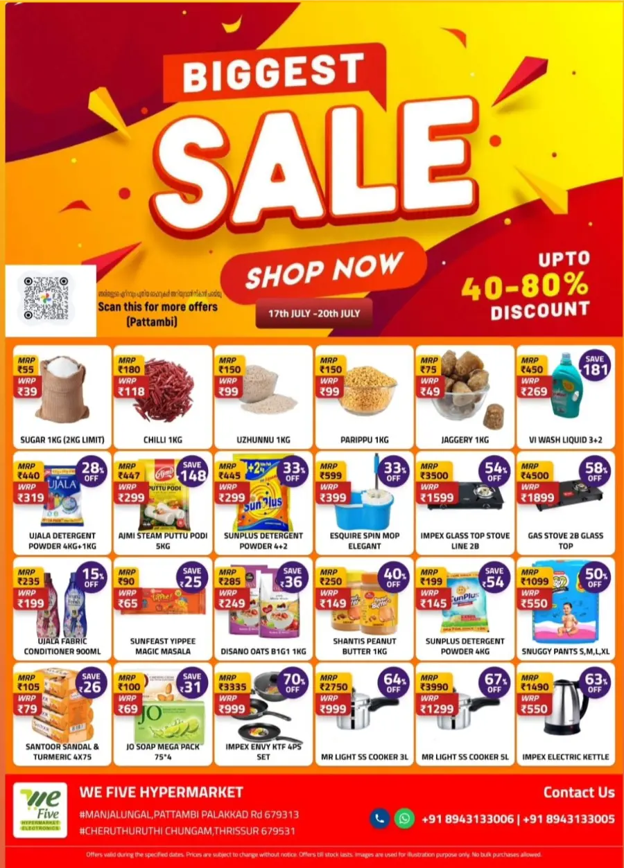 Weekly Best Offers – Shop Now! In We Five Hypermarket Palakkad
