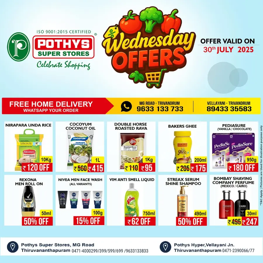 Wednesday Offer In Pothys Superstores Trivandrum
