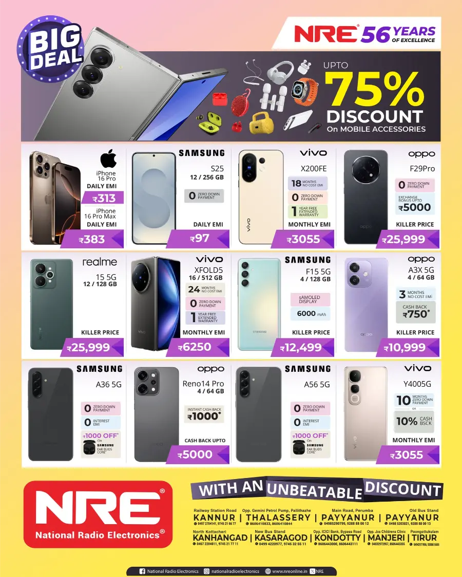 Up to 75% Discount on Mobile Accessories In NRE Kannur