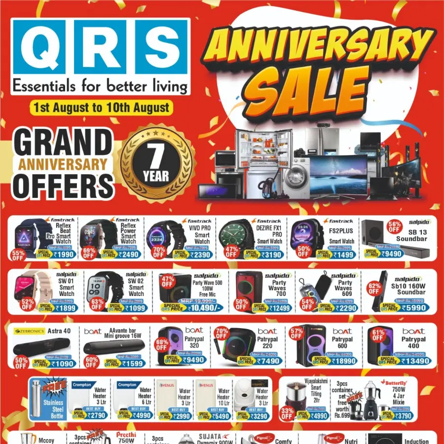 Anniversary Sale –  Discount Up to 75% In QRS Retail Malappuram