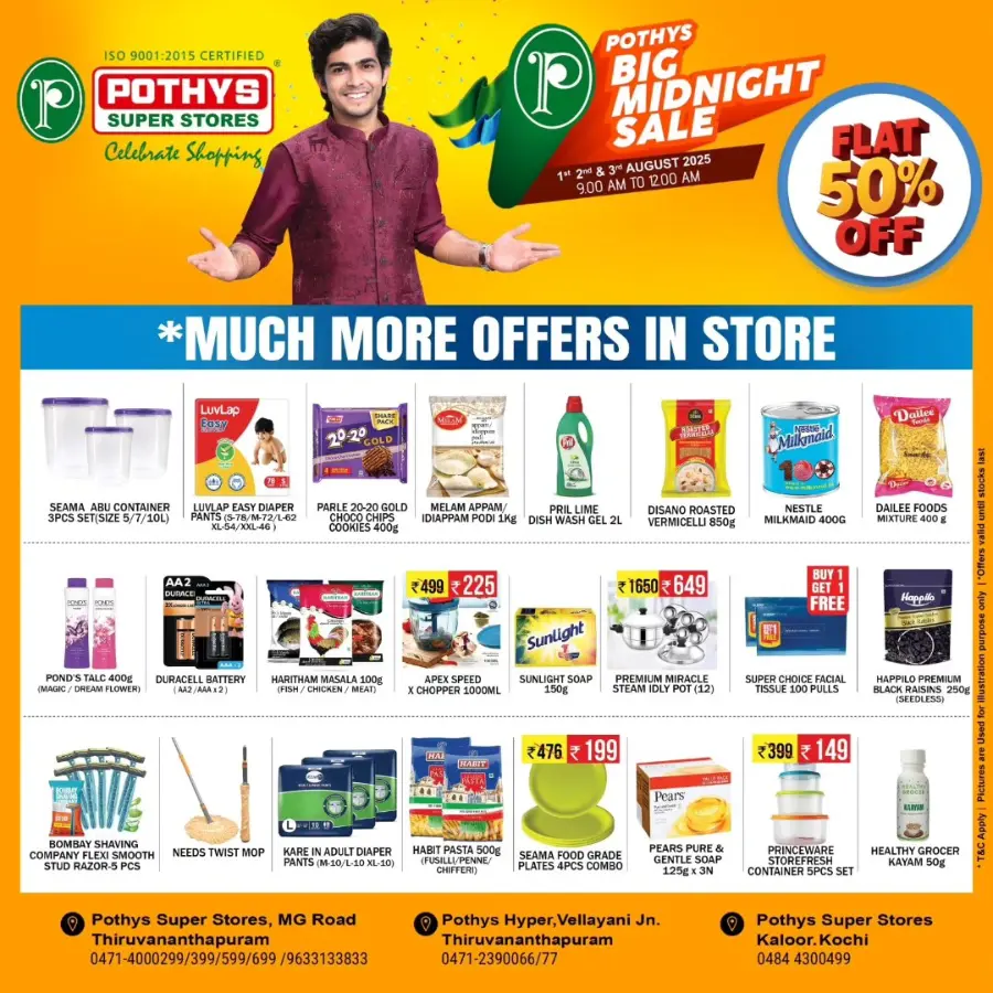 Big Midnight Sale – Up to 50% OFF! In Pothys Superstores Ernakulam