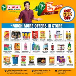 Big Midnight Sale – Up to 50% OFF! In Pothys Superstores Trivandrum