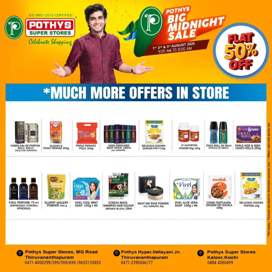 More offers flat 50 %off In Pothys Superstores Ernakulam