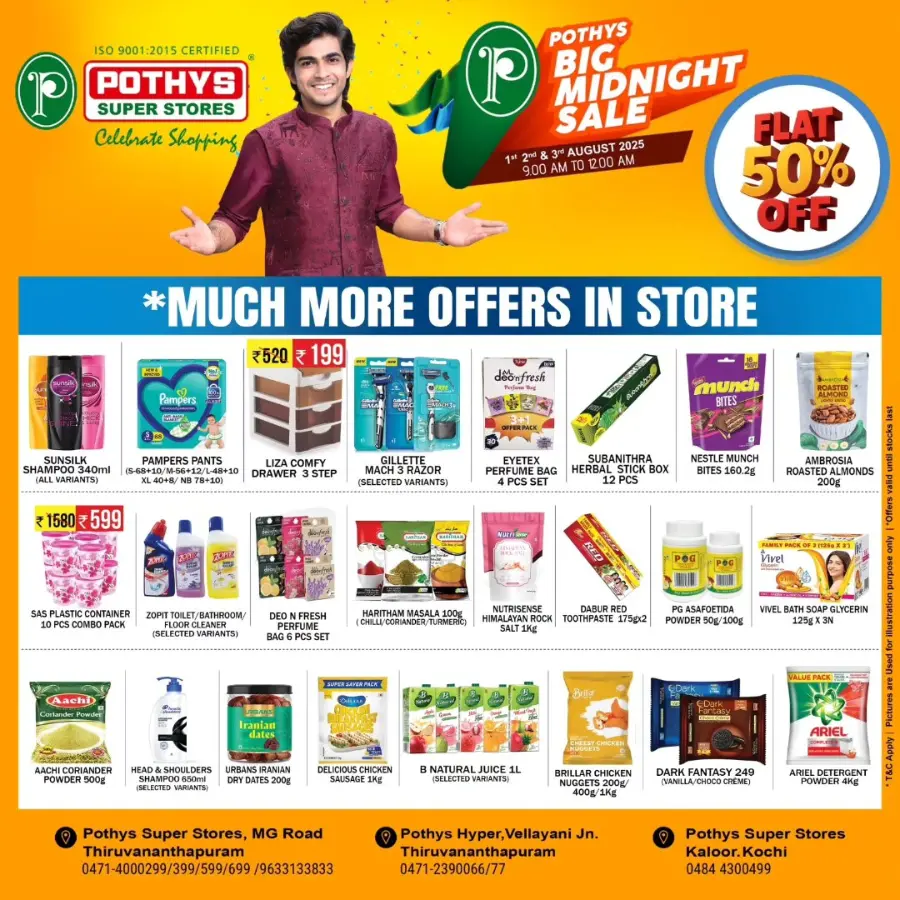 More offers flat 50 %off In Pothys Superstores Ernakulam